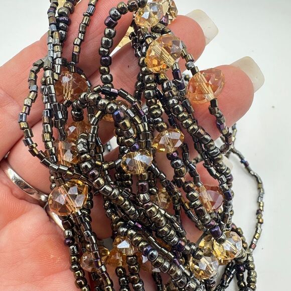 18" multi- strand glass seed bead and faceted crystal necklace! - Picture 4 of 14